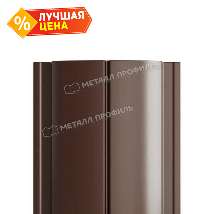 Штакетник Металл Профиль ELLIPSE-T 0,45 Полиэстер RR 32 Темно-коричневый