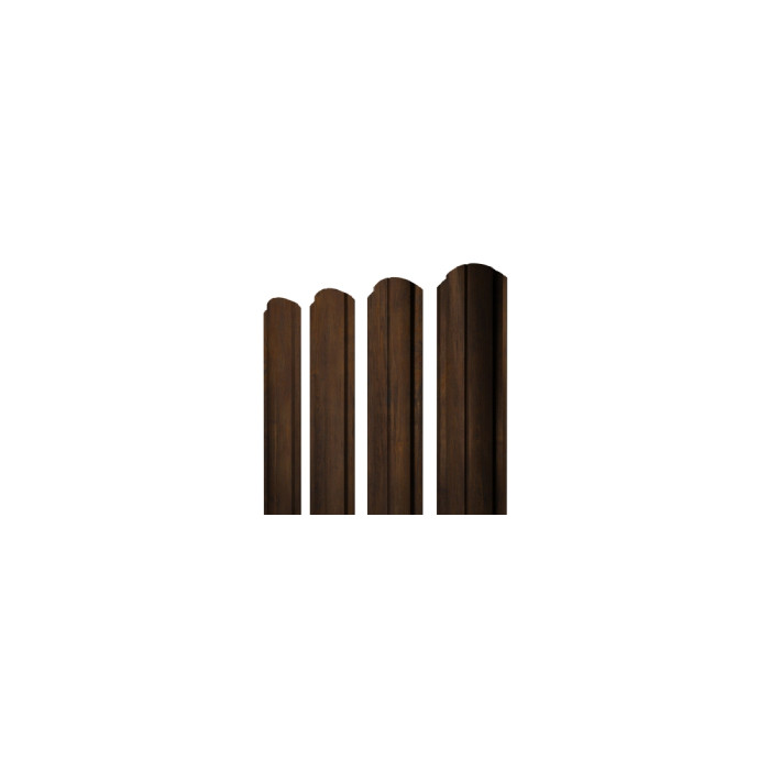 Штакетник Полукруглый Slim фигурный Grand Line 0,45 Print Elite Chestnut Wood Chestnut Wood