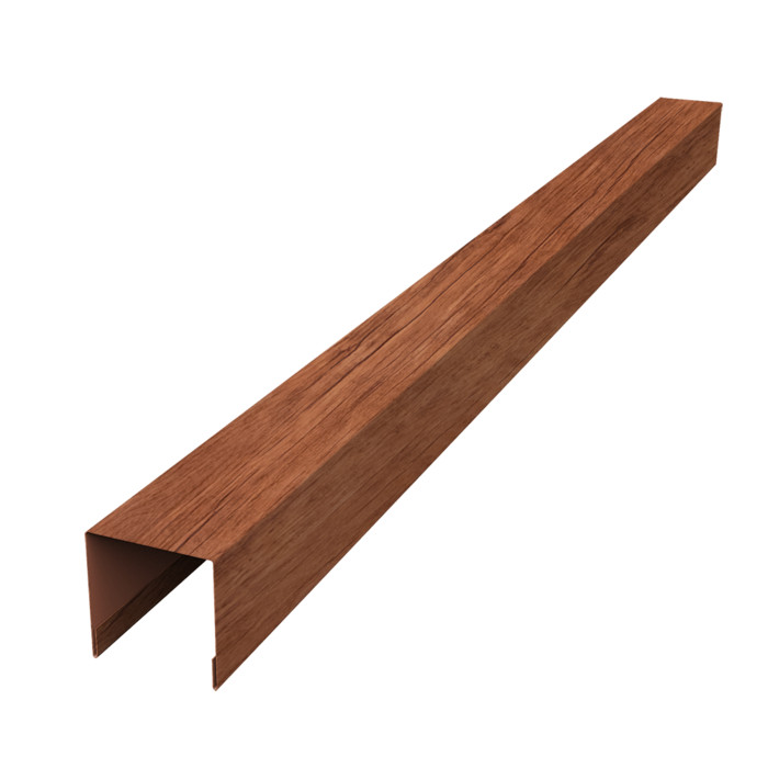 Планка вертикальная лицевая для забора жалюзи Palermo 0,45 Print Premium Rowan Wood Intense FTC (3м)