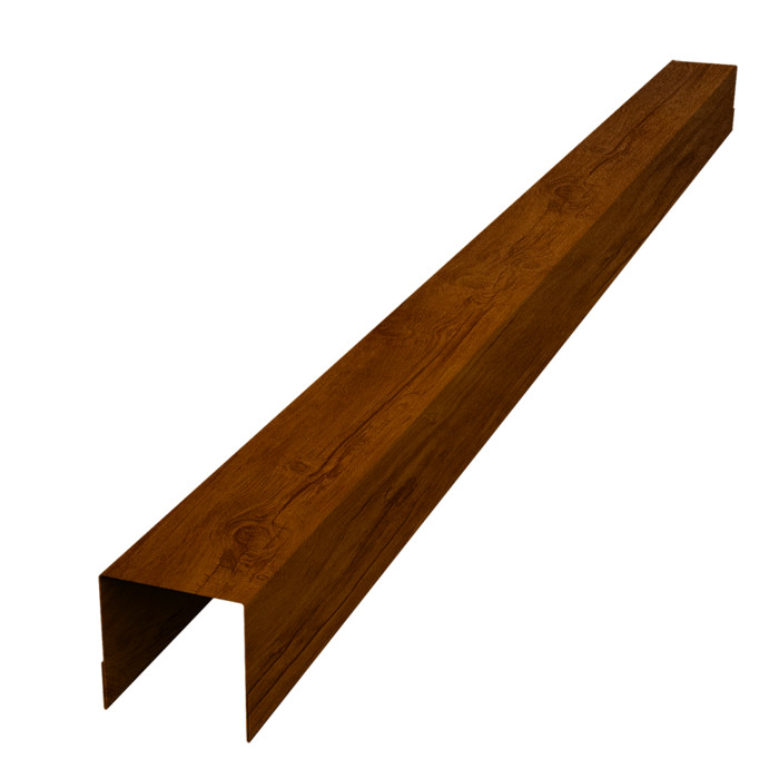 Планка вертикальная обратная для забора жалюзи Palermo 0,45 Print-double Premium Golden Wood Intense F (1,8м)